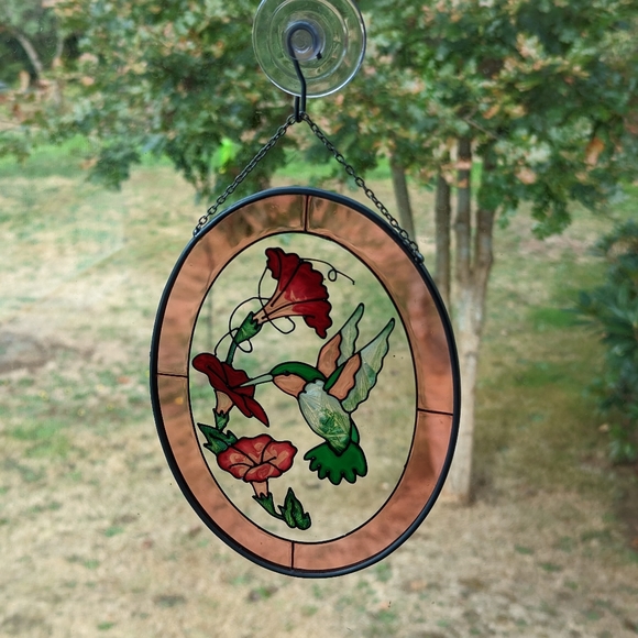 Stained glass oval Sun Catcher - Picture 1 of 4